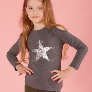 Dark gray blouse for a girl with rhinestones