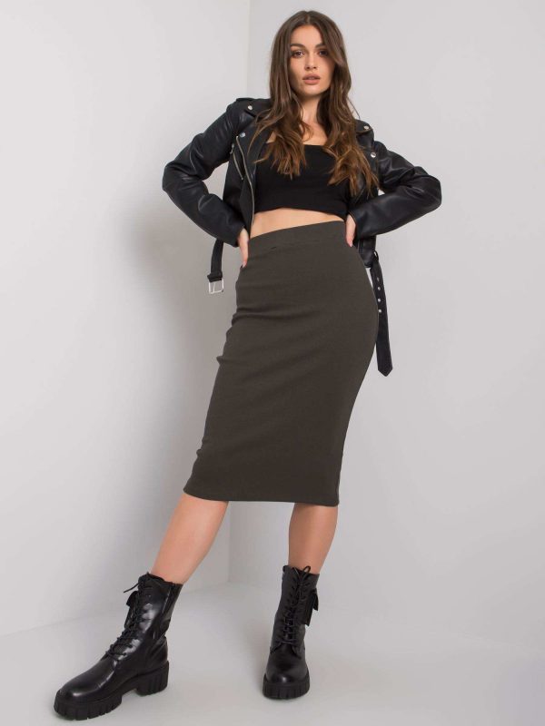 Dark khaki ribbed skirt Jammie RUE PARIS