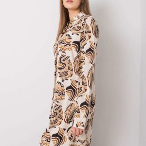 Beige dress with print Besjana RUE PARIS