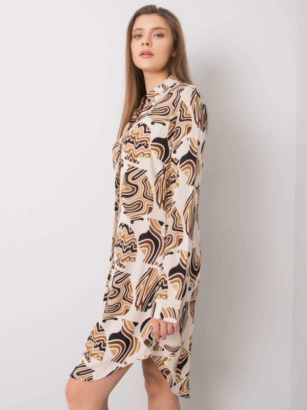 Beige dress with print Besjana RUE PARIS