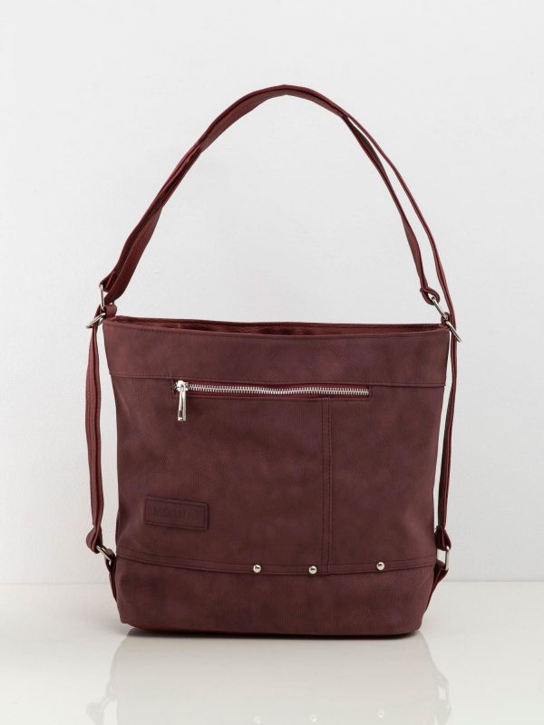 Burgundy women's bag made of eco leather