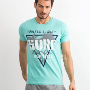 Mint Cotton Printed Men's T-Shirt