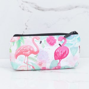 White cosmetic bag in flaminigi