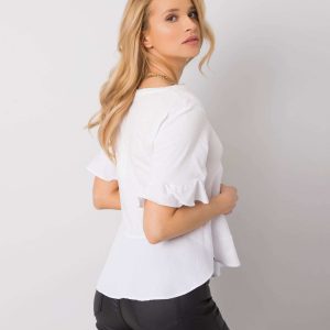 White blouse with ruffles Jessica RUE PARIS