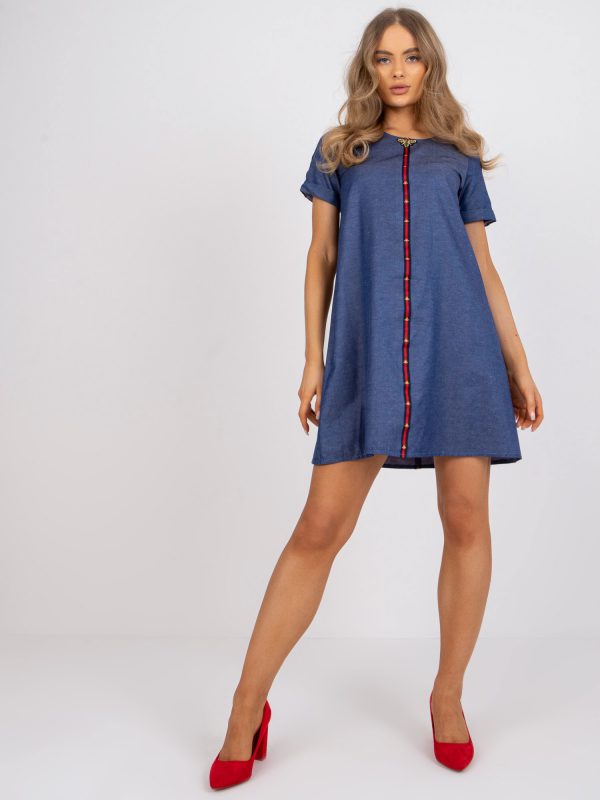 Navy Blue Casual Short Sleeve Dress