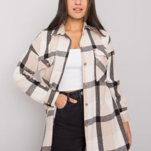 Beige plaid shirt for women Cillian RUE PARIS