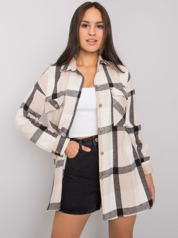 Beige plaid shirt for women Cillian RUE PARIS