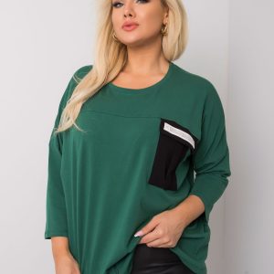 Dark Green Plus Size Cotton Blouse with Molly Lettering