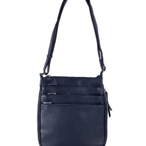 Dark Blue Small Shoulder Bag with Zipper