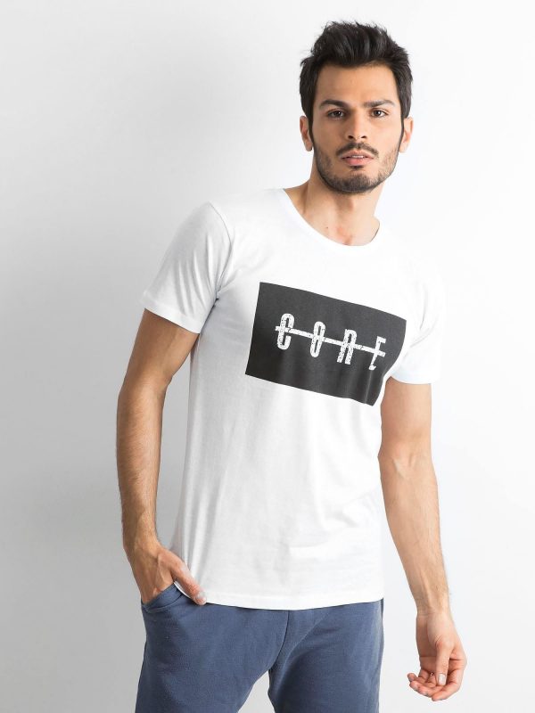 White Men's Print T-Shirt