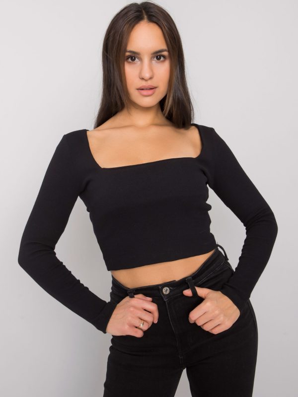 Black short blouse with stripe Cammy RUE PARIS