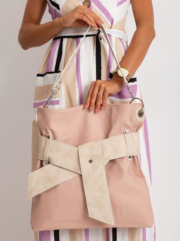 Pink and beige bag made of eco-leather