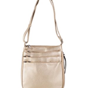 Gold shoulder bag with adjustable strap