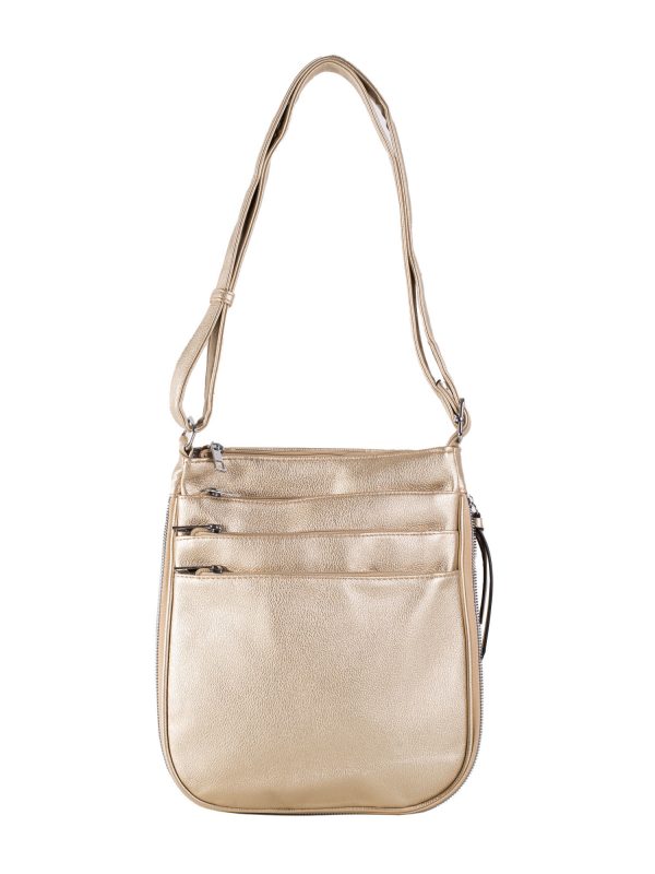 Gold shoulder bag with adjustable strap