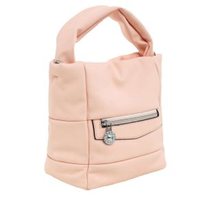 Pink eco-leather handbag with handle