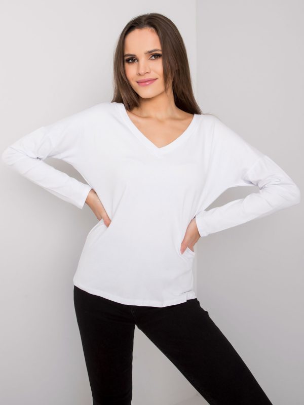 White Women's Long Sleeve Blouse Libourne RUE PARIS