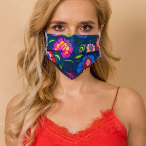 Dark Blue Protective Mask with Patterns