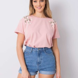 Dirty pink t-shirt with embroidery Quincy