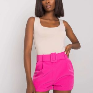 Dark pink shorts with belt Mabinty