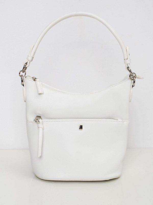 White handbag with detachable strap