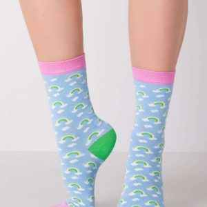 Blue Patterned Ladies Socks