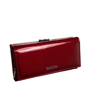 Dark red lacquered women's wallet BADURA