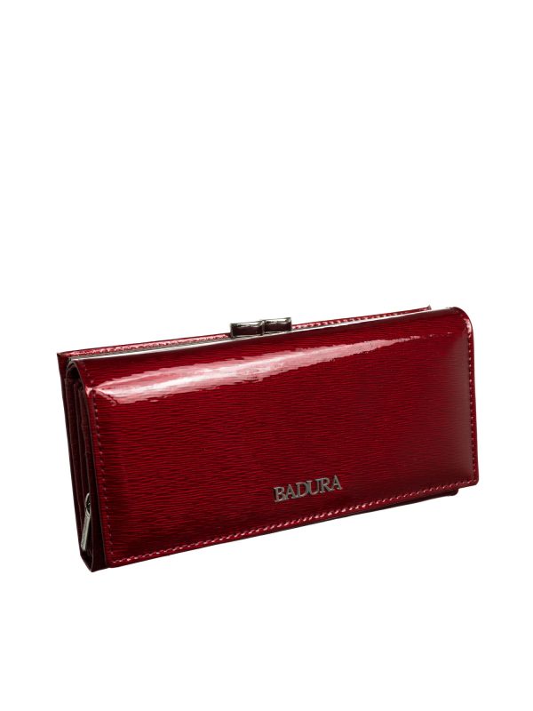 Dark red lacquered women's wallet BADURA