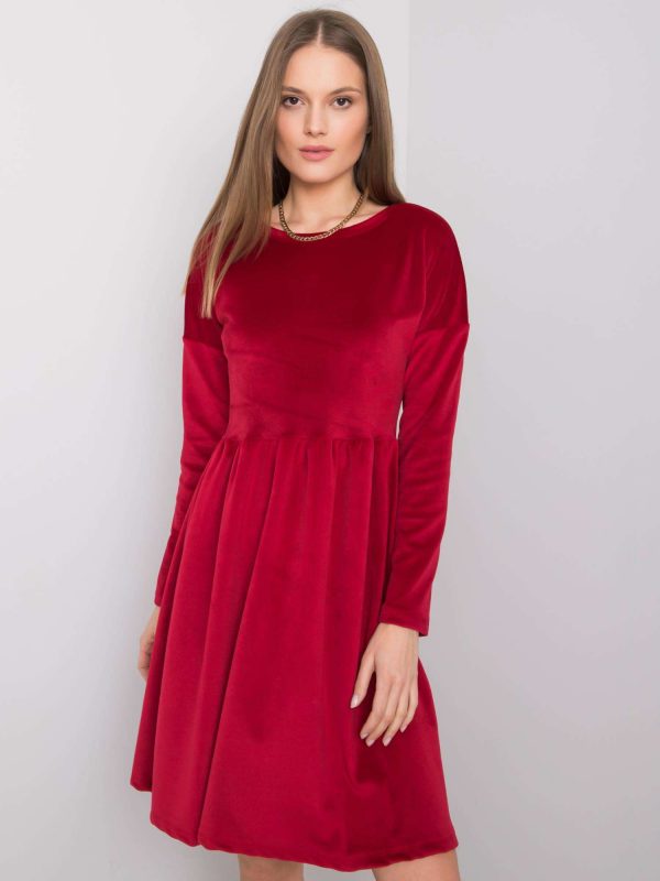 Burgundy velour dress Mauriel RUE PARIS