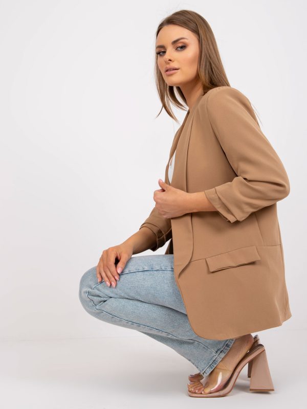 Light Brown Women's Blazer Without Fastener Adela