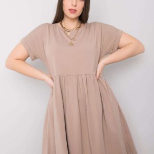 Dark Beige Plus Size Short Sleeve Molly Dress