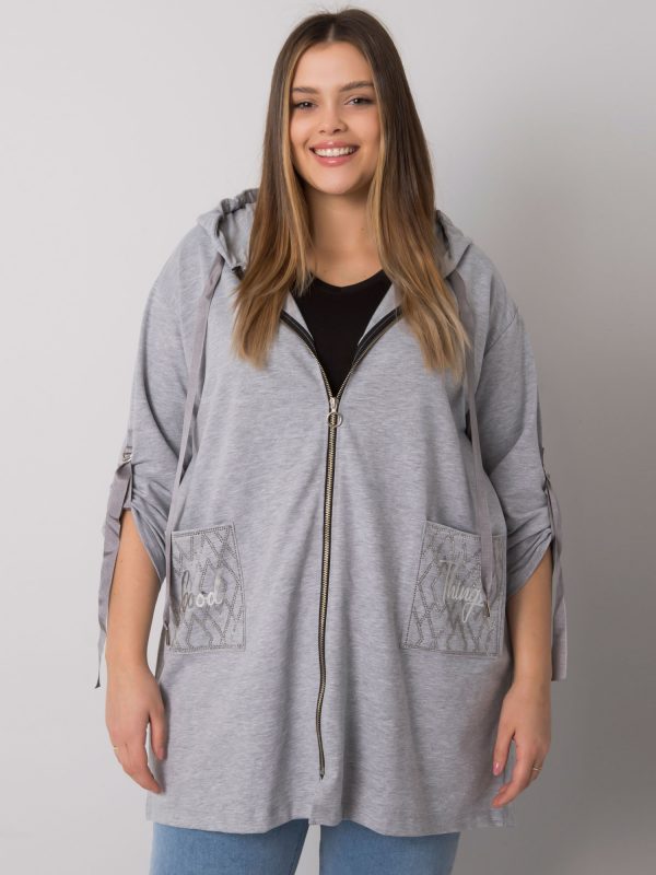 Grey melange plus size zipper sweatshirt Zurich