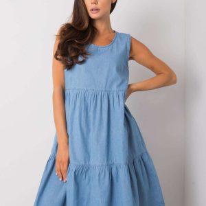 Delfine RUE PARIS blue ruffle dress