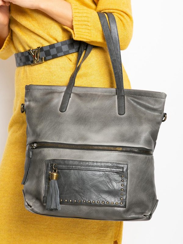 Grey eco leather handbag