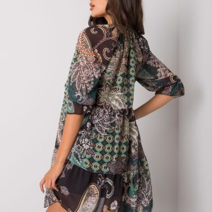 Green dress with ethnic patterns Corrine RUE PARIS