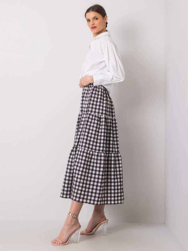 Tahira RUE PARIS black plaid skirt