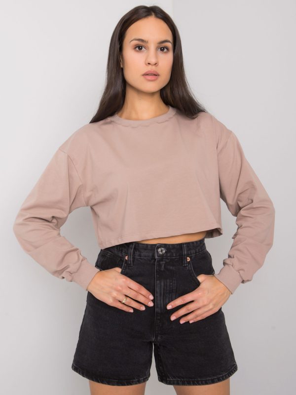 Dark beige short blouse basic Simeona