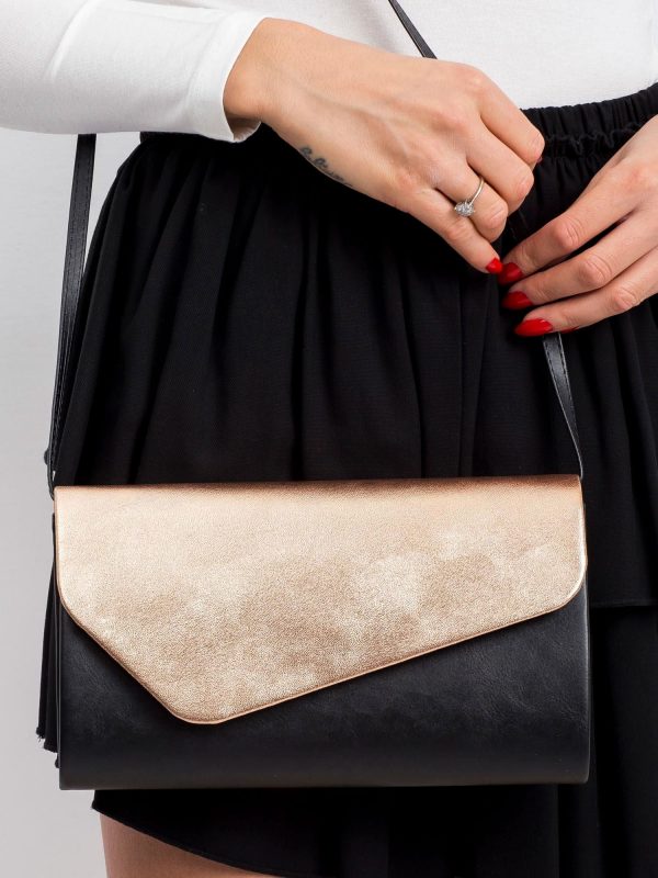 Black and gold clutch bag