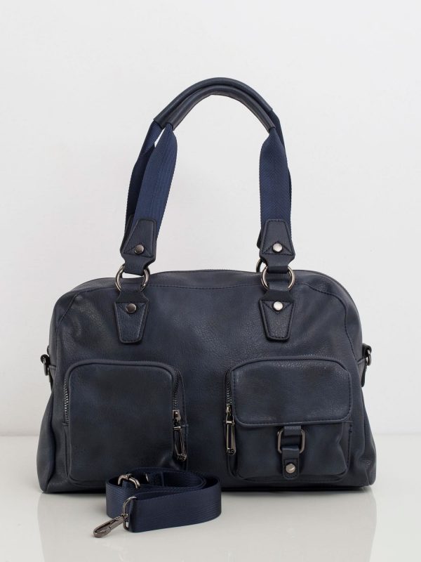 Navy blue oblong handbag