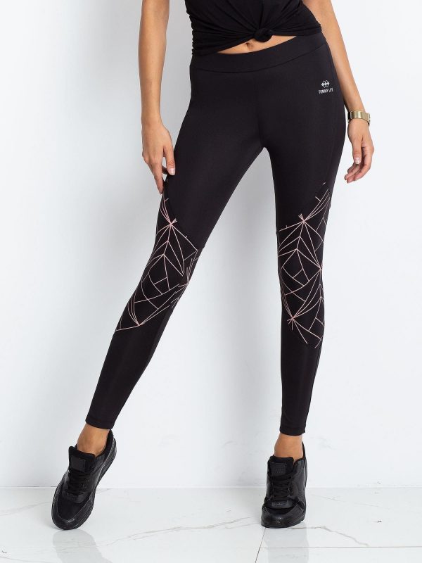 TOMMY LIFE Black & Pink Print Leggings