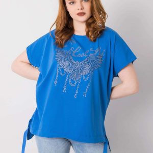 Blue Plus Size Sherry Cotton Blouse