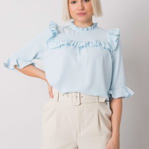 Light blue blouse with frills Limassol RUE PARIS