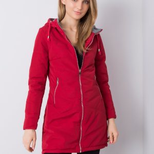 Red long jacket with hood