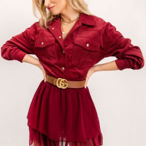 RUE PARIS Burgundy Chasity skirt