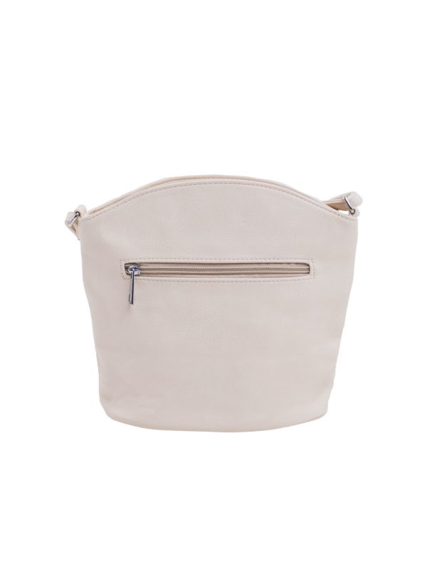 Light beige women's handbag with zippers