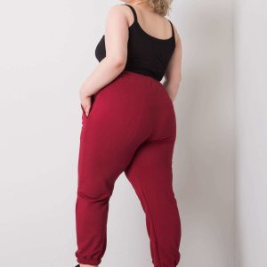 Burgundy plus size sweatpants with Ainhoa pockets