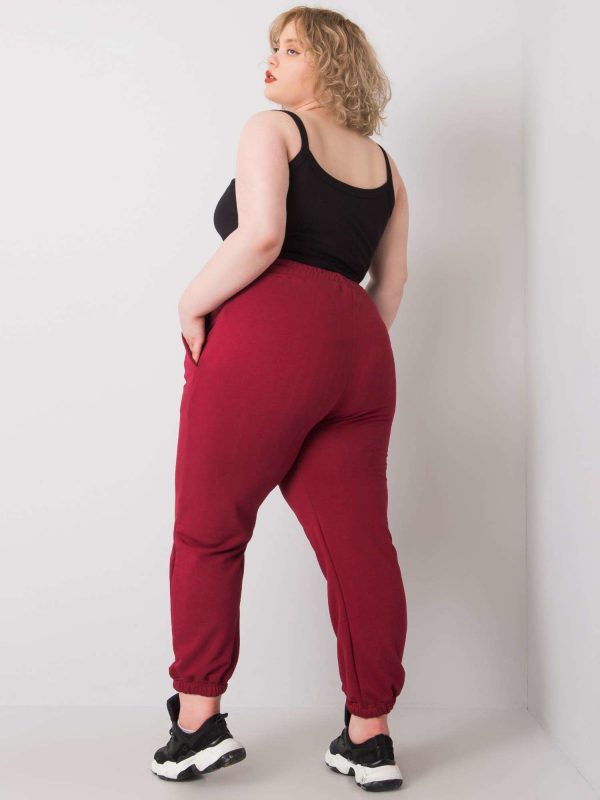 Burgundy plus size sweatpants with Ainhoa pockets