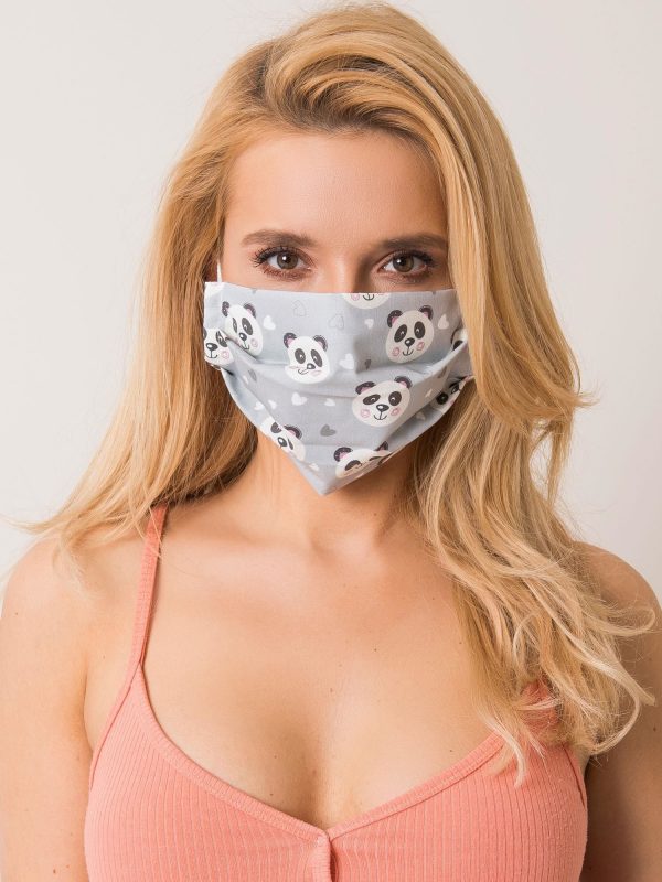 Light Grey Cotton Pandas Mask