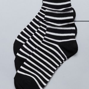 Black striped short socks 3 pack