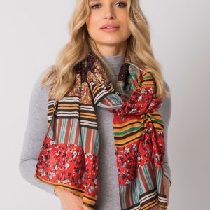 Black and red scarf with colorful patterns