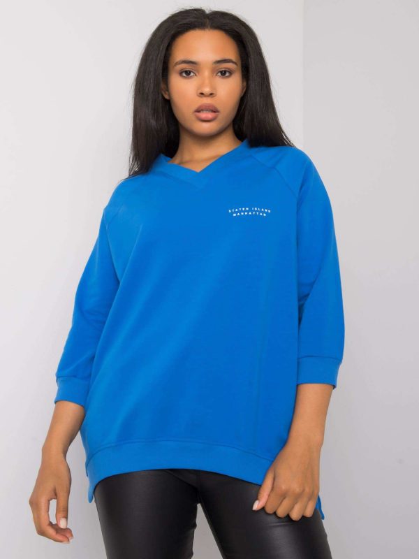 Dark Blue Plus Size Cotton Hoodie Naenia